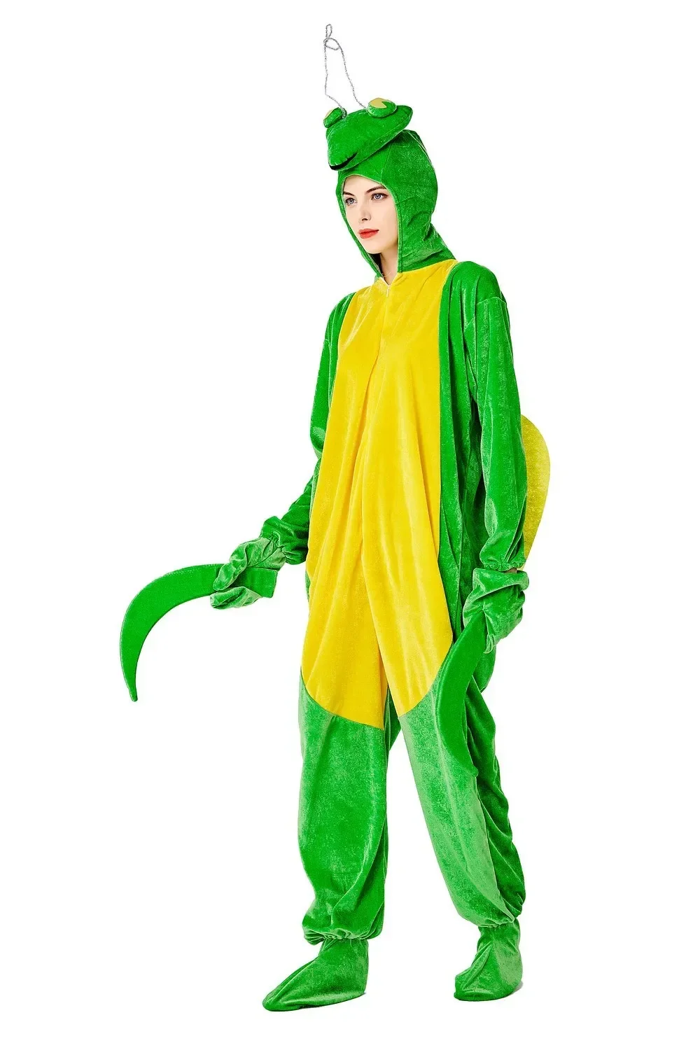 Funny Halloween Costume For Unisex Adult Fancy Dress Anime Green Mantis Insect Cosplay Outfits Clothings For Performance Party