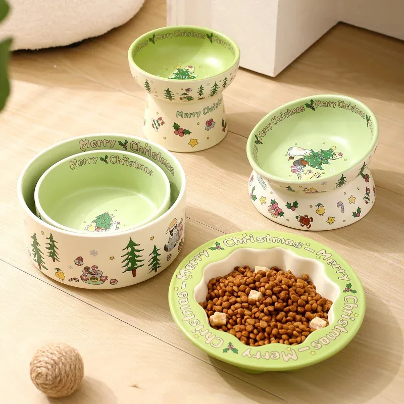 

Christmas Ceramic Pet Bowl Set - Xmas Themed Anti-Spill Feeder with Detachable Stand, Easy Clean Holiday Dining Set (Wholesale)