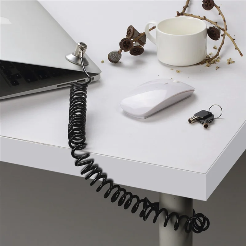 

AC56-Laptop Computer Lock Laptop Lock Anti-Theft Lock Universal Retractable Spring Rope Steel Cable Key Computer Lock