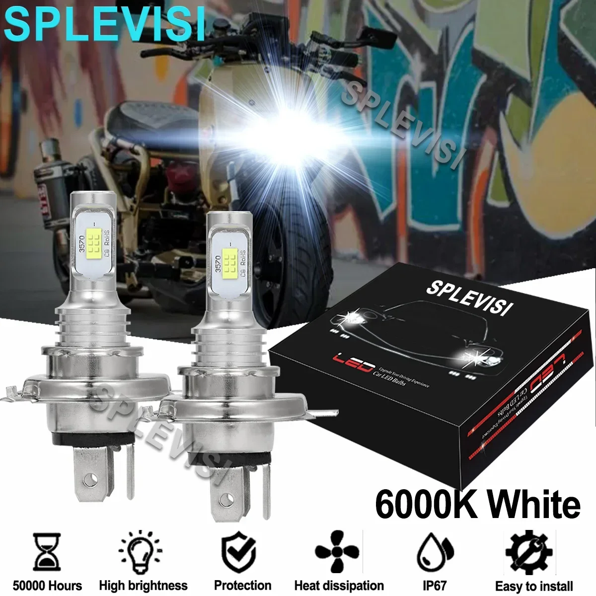 

2PCS White LED Motorcycle Headlights For Honda NPS50 Ruckus 50 LED 2003-2012 2013 2014 2015 2016 2017 2018 2019 2020 2021