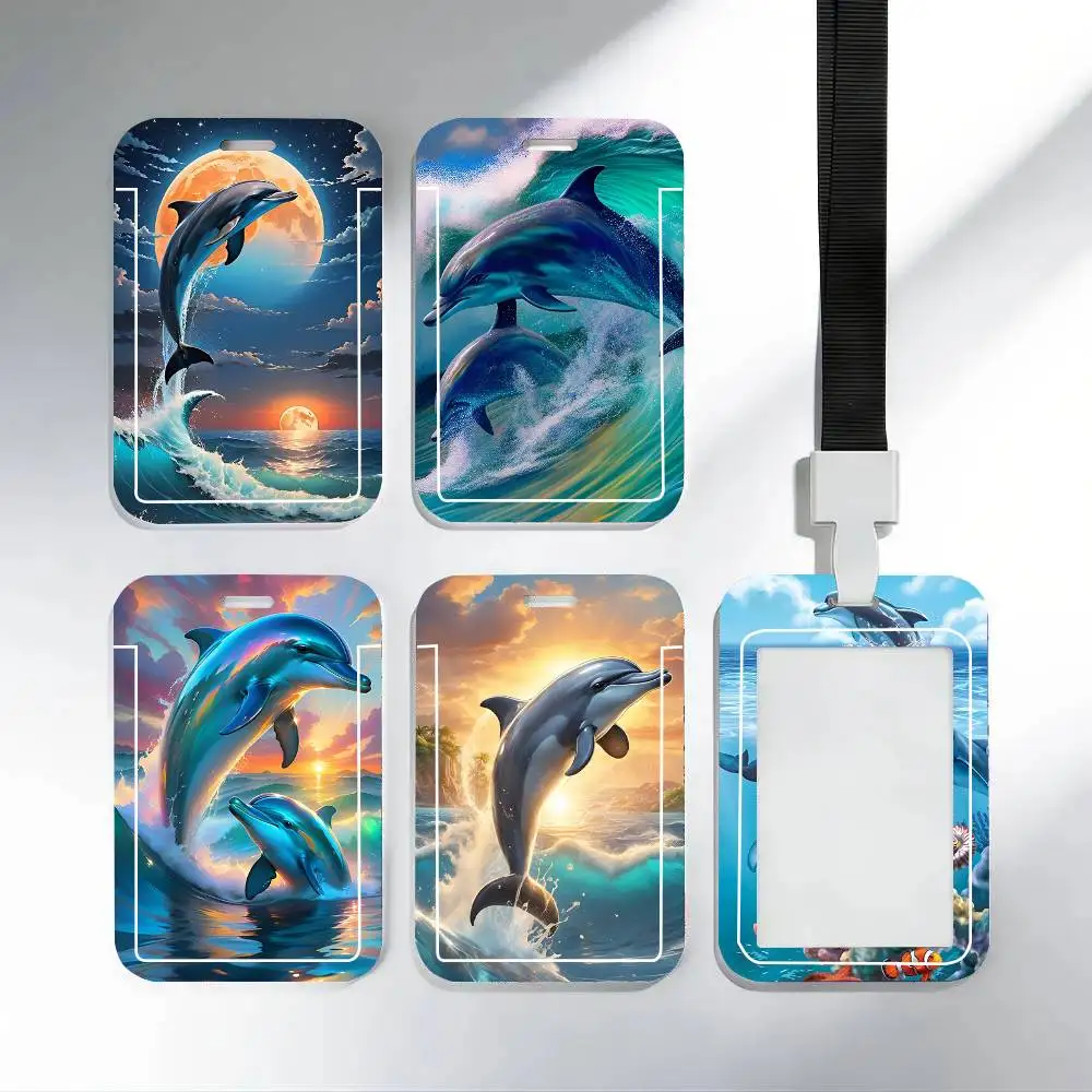 Dolphin Black Lanyard Card Holders Student Meal Cards And Campus Ids School