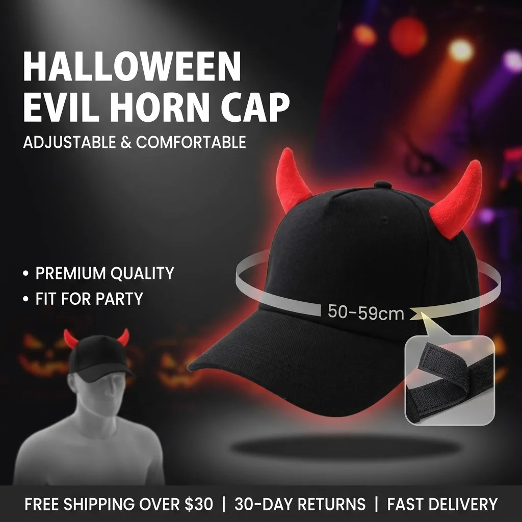 

Unisex Devil Horn Hat Ear Guard Design Korean Trend Baseball Cap Soft Texture Spring Autumn Daily Matching Street Outdoor