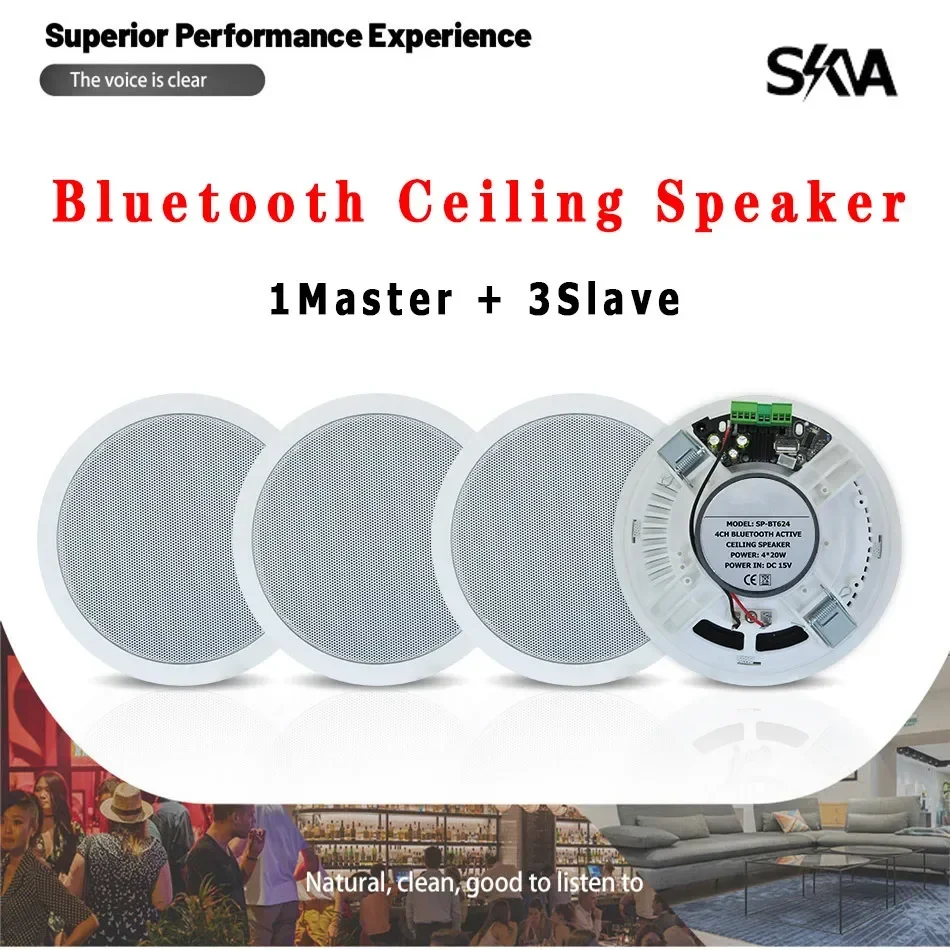 

6 Inch 20W Bluetooth Ceiling Speaker audience Stereo Built-in Class D Digital Amplifier Home Theater System for Indoor Office