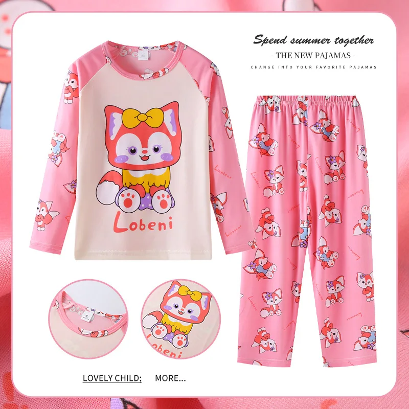 KawaII Disney Stitch Girls pigiama in cotone per bambini pigiama ragazzi set bambini Home Wear viaggi Casual Sleepwear Suit Brithday gifts