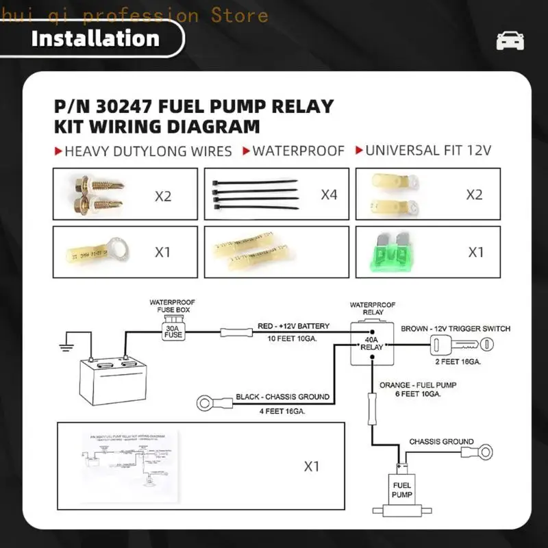 Kraftstoffpumpen-Verdrahtungsrelais-Kit 12 V 40 A für die elektrische Reparatur von Autos und Motorrädern mit ABS-Relaisgehäuse – Detail 4