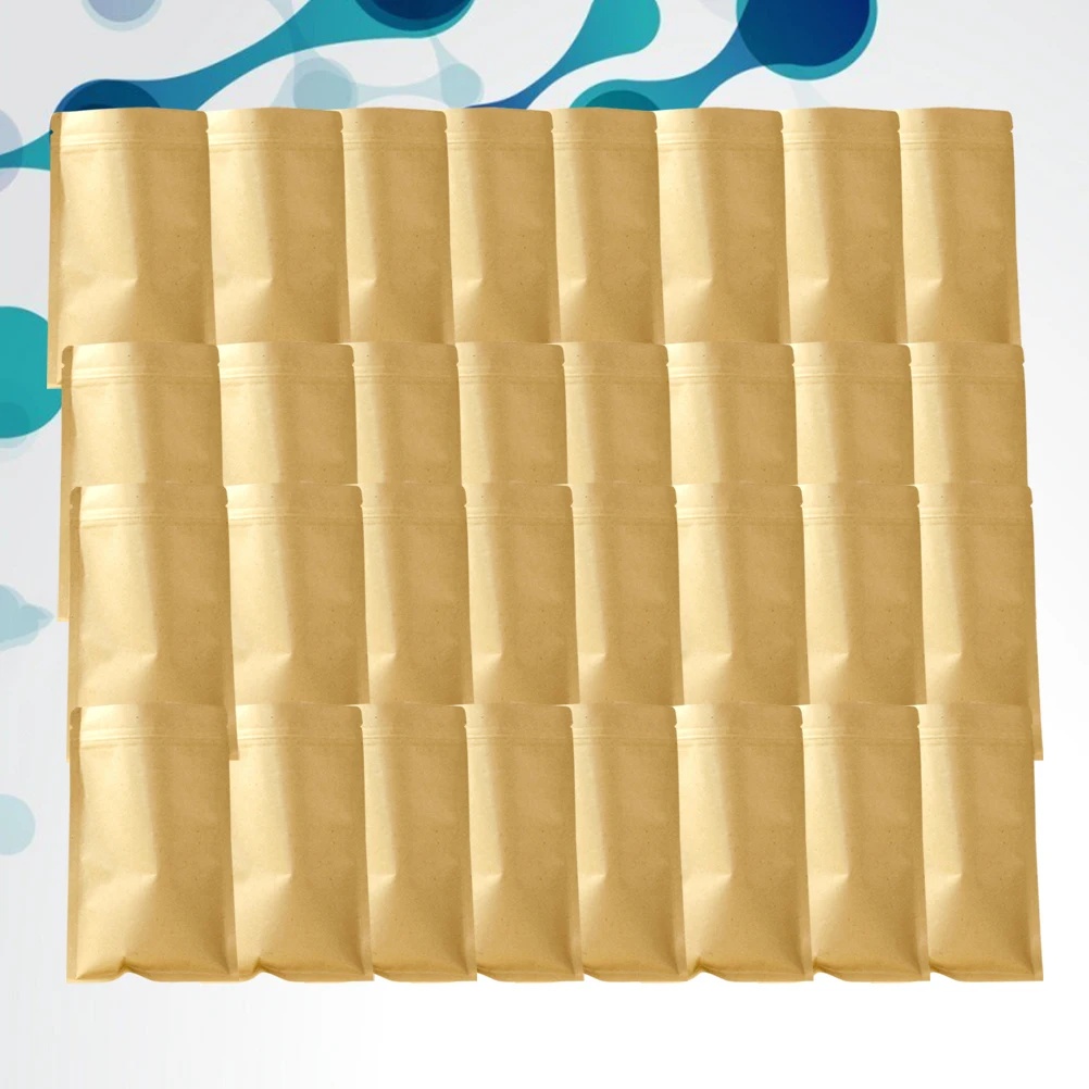 

100pcs Kraft Paper Flat Bottom Bag Premium Material Food Storage Self Sealing Pouch Resealable Dry Clean Household Organizing