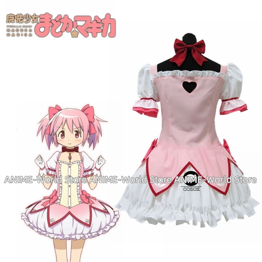 Puella Magi Madoka Magica Bola Vestido curto com Bowknots, Traje Menina Mágica, Kaname Cosplay