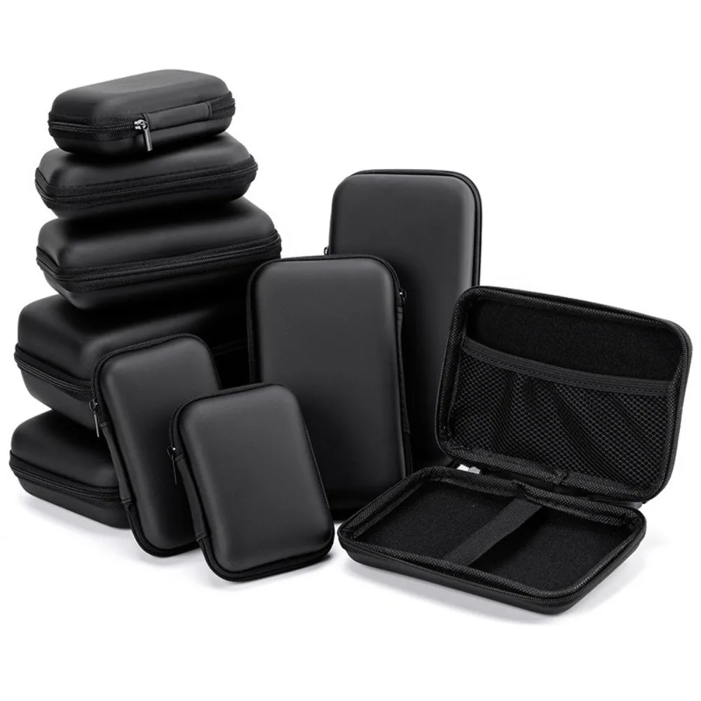 New Mini EVA Storage Box Black Portable Zipper Earphone Case Protective Storage Case Digital Accessories