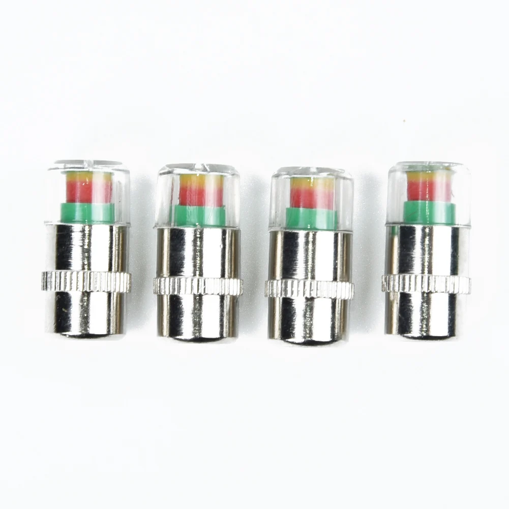 4pcs Car Valve Tyre Cap Dust Monitor Wheel Tire Pressure 32-36 PSI Sensor Stainless Steel Tire Pressure Monitoring Cap