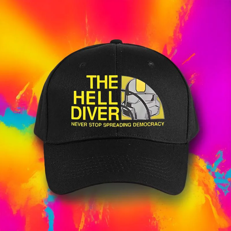 The Hell Diver Graphic Print Baseball Cap 100% Polyester Woven Fabric Adjustable Sun Hat for Outdoor Activities and Travel