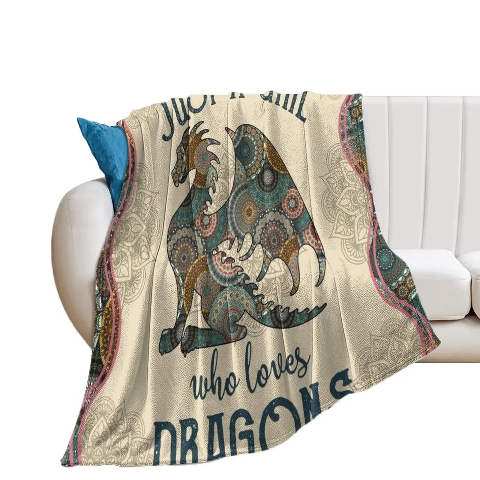 

Just A Girl Who Loves Dragons Throw Blanket Luxury Brand Flannel Soft Blankets