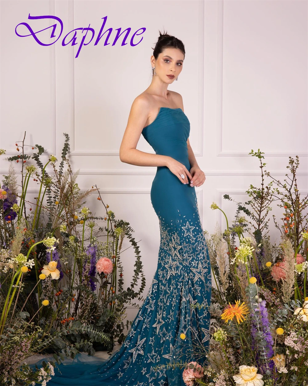 

Customized Graceful Strapless Jersey Evening Dress Exquisite Sweep Train Prom Dresses Temperament Mermaid Special Occasion Gowns