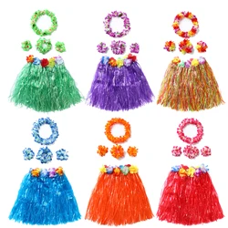 40/60CM Hawaiian Hula Skirt Children Adult Beach Hula Show Grass Dress Flower Skirt Garland Costume Set Tropical Party Decoratin