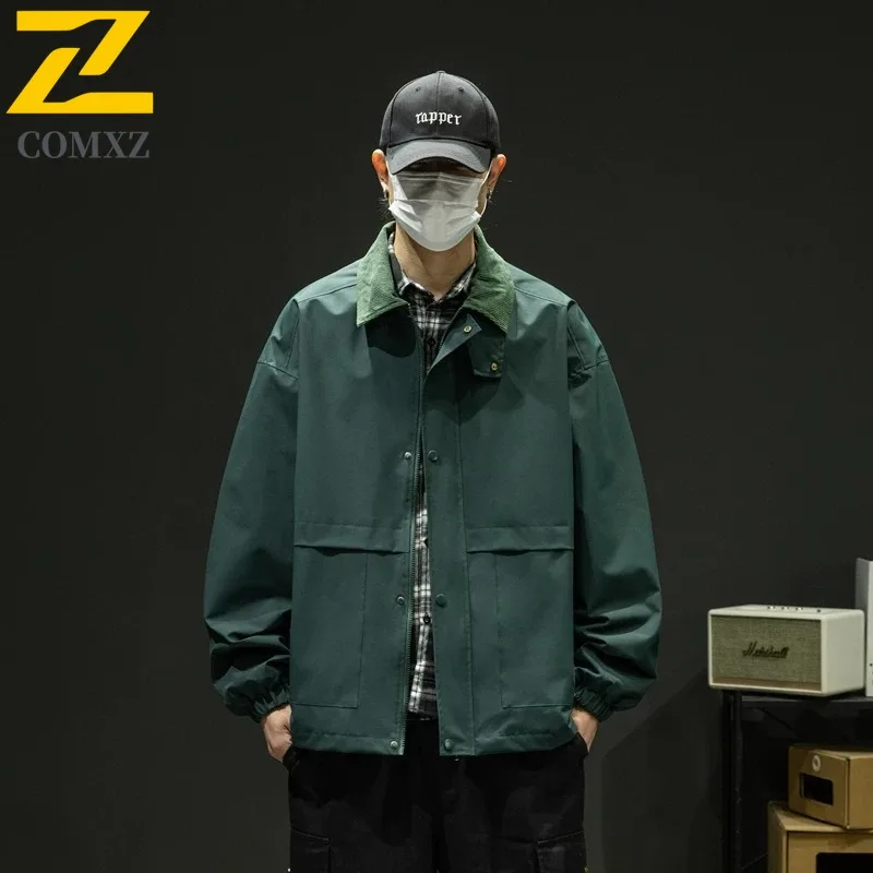 

COMXZ Мужская ветровка плюс размер японская свободная универсальная брендовая прогулочная гоночная куртка для кемпинга повседневное пальто высокого качества