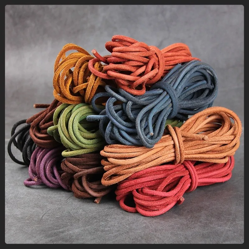 3mm Round Frosted Surface Leather Rope Genuine Cow Leather Cord For DIY Shoelace Bracelet Necklace Sweater Chain Jewelry String