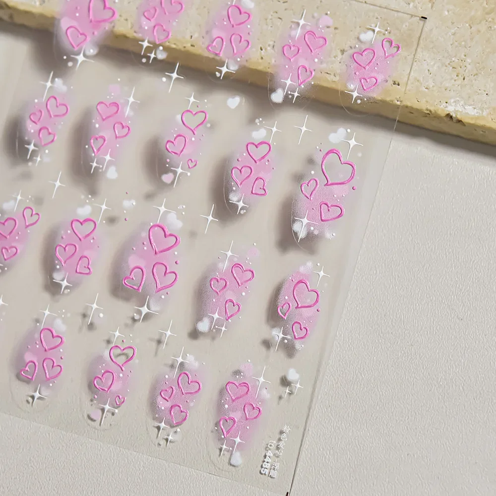 Estilo francês colorido amor coração arco curvado linha minimalista macio auto adesivo decoração da arte do prego adesivo manicure decalque diy