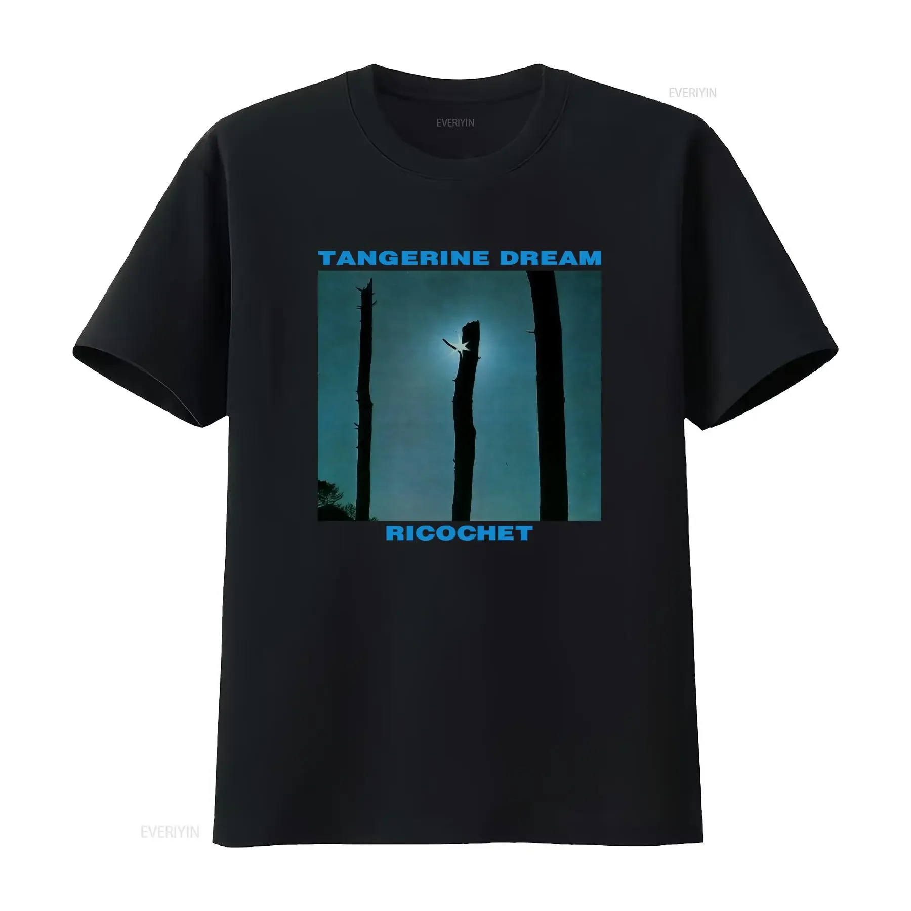 Rare Tangerine Dream Ricochet Black T Shirt AL211 Retro Rock Band Design vintage Washed Breathable fashion