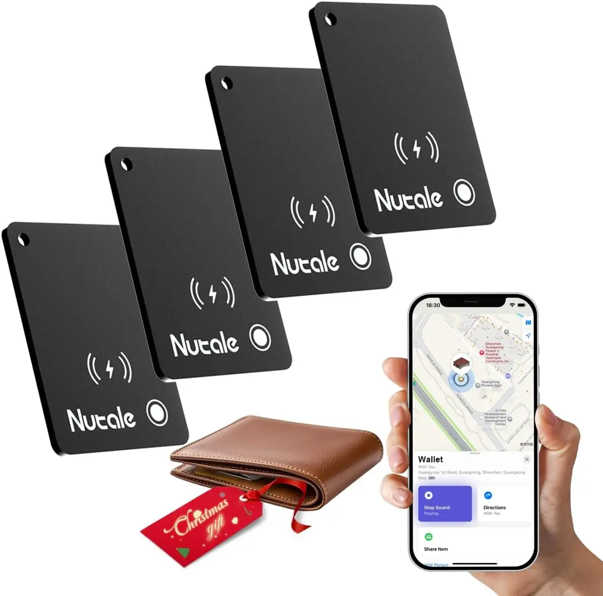 

MFi Certified Smart Tracker Card for Apple Find My, Magnetic Rechargeable, IP68 Waterproof, for Keys Wallet Bag (4-Black)