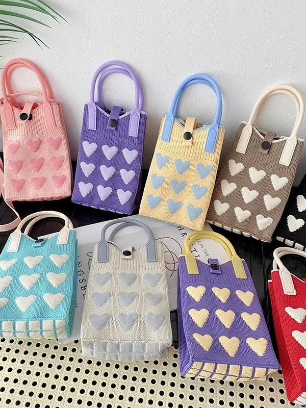 

Sweet Knitted Phone Bag Women's Crossbody Bag Portable Ladies Handbag Faionable Summer 2025 Single oulder Strap Bag