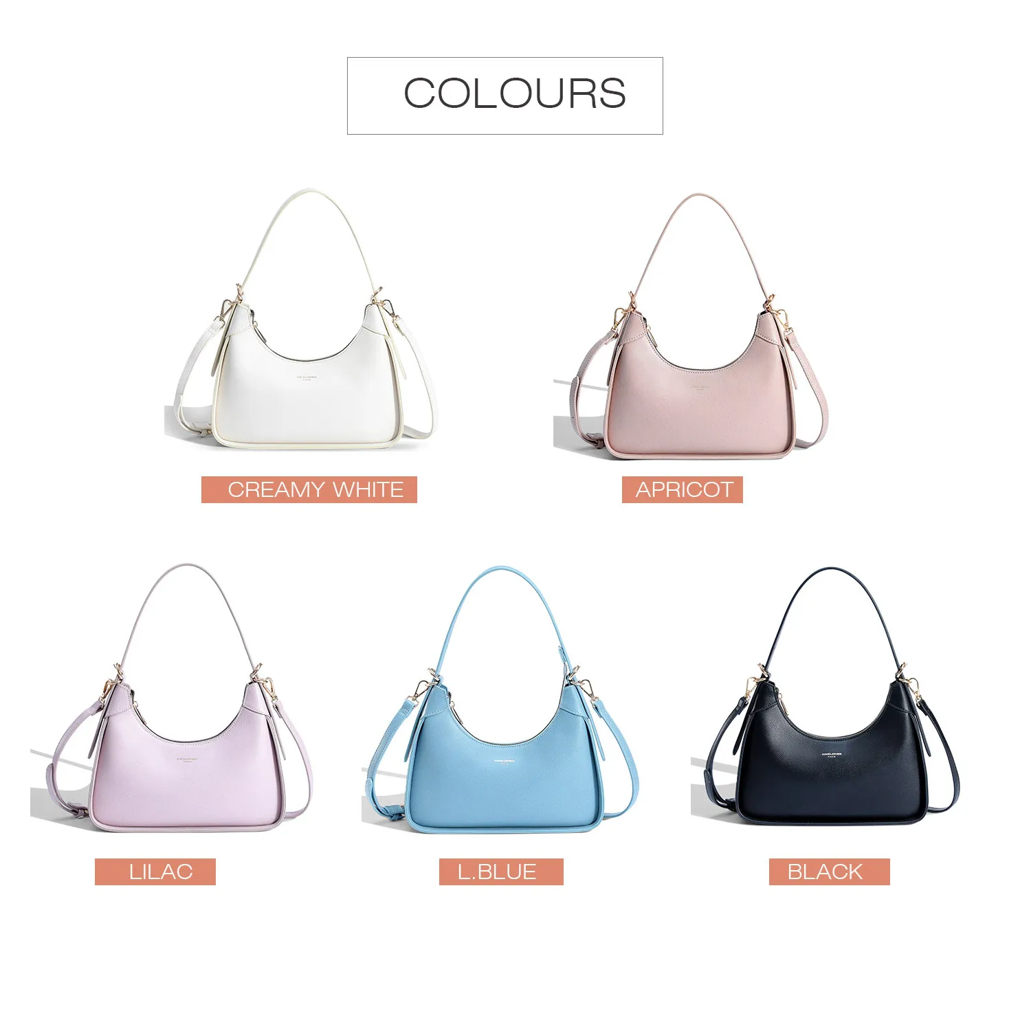 Borsa a tracolla da donna David Jones borsa piccola modello litchi moda popolare femminile 2024 nuova borsa ascella oceanica Crossbody