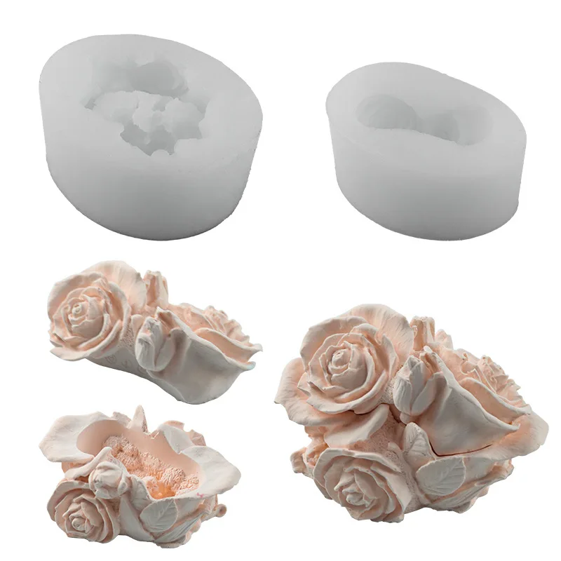 Mould DIY 3D Rose Storage Box Plaster Decorative Mold Valentine's Day Rose Ornaments Jewelry Box Decorative Item Silicone Molds - view 5