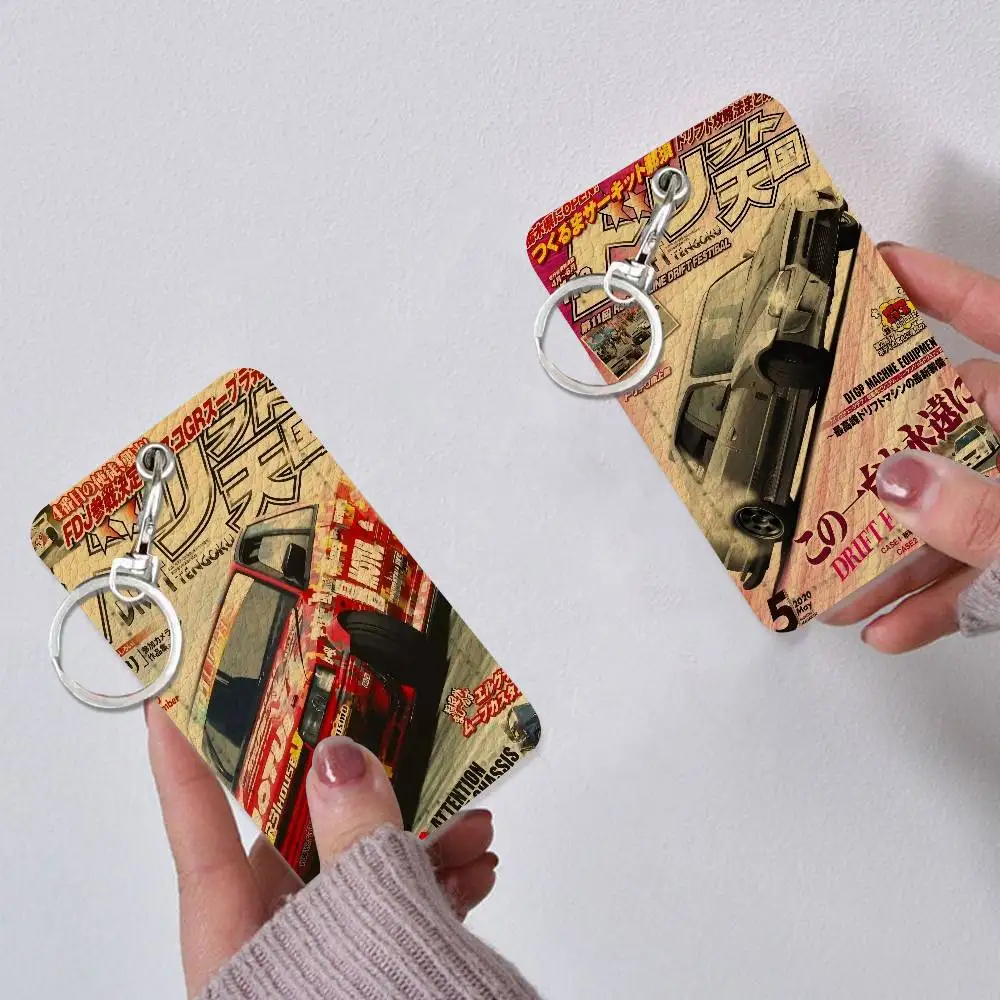 

Кожаный брелок-картхолдер JDM в стиле ретро 90-х для автобусных карт, устойчивый к царапинам