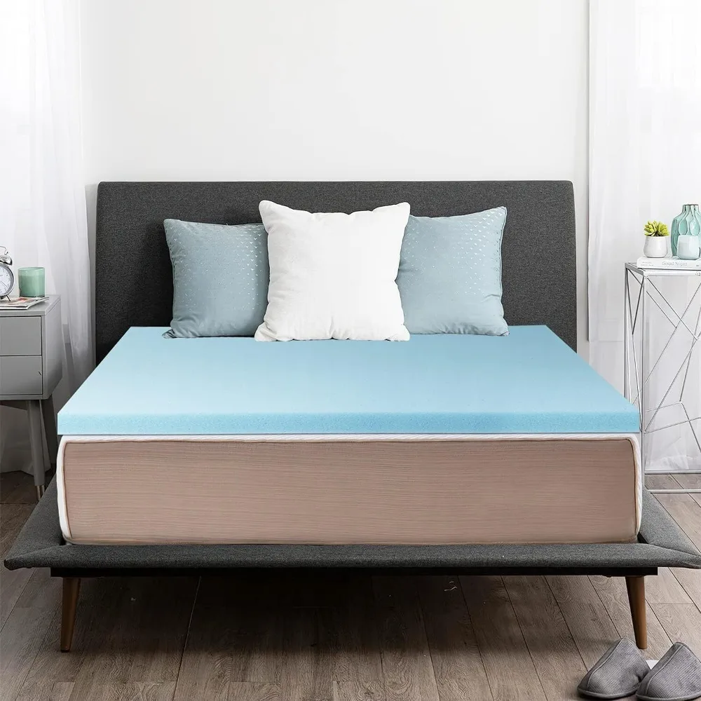 

2/3 Inch Mattress Topper Memory Foam Pressure Relief for Back Pain Cooling Gel