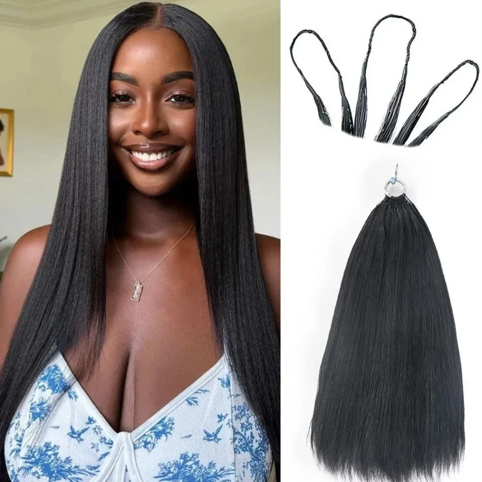 

Волосы для наращивания Feather Crochet, без узлов, предварительно разделенные, прямые, с невидимыми узлами, для чернокожих женщин, натуральный цвет, 28-30 дюймов