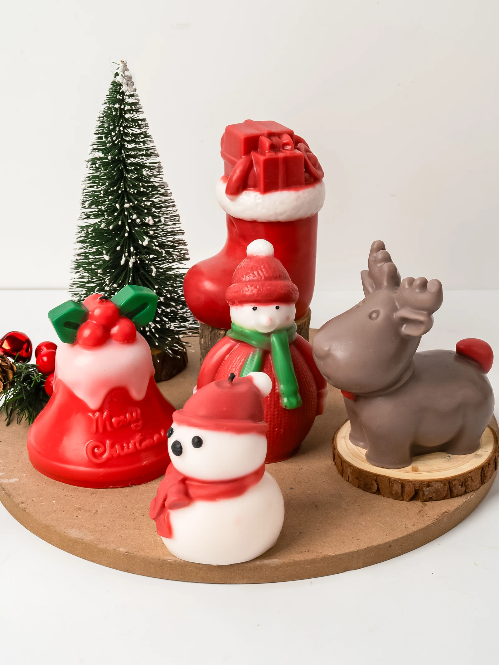 3D Christmas Snowman Elk Deer Silicone Candle Mold DIY Handmade Aromatherapy Gypsum Crafts Making Resin Molds Home Xmas Decor