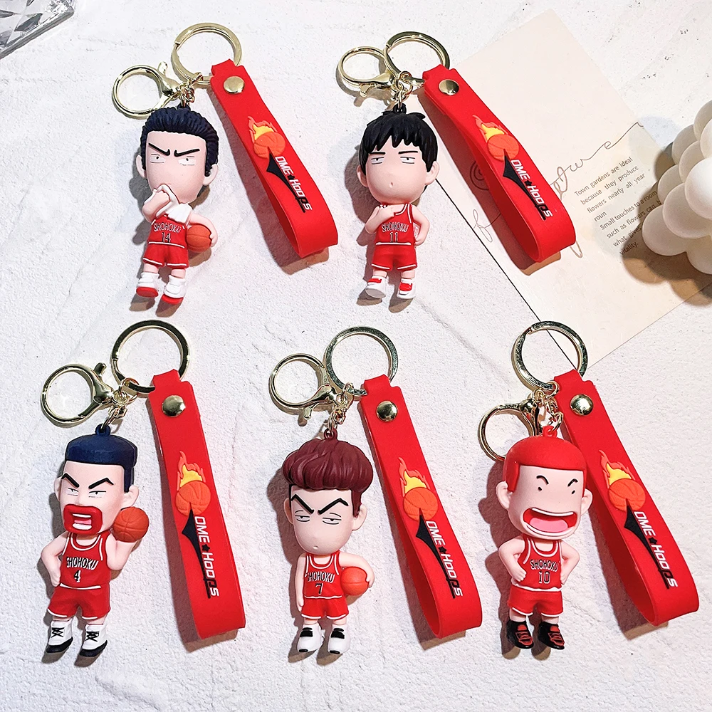 Slam Dunk Keychain Anime Figure Kaede Rukawa Sakuragi Hanamichi Pvc Model Doll Pendant Keyrings Accessories Kids Birthday Gifts