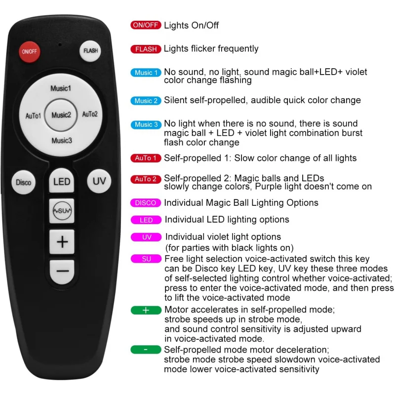 DJ Disco Lights -Sound Activated LED Strobe Light With Remote For Christmas Halloween Birthday Wedding Home Club Karaoke