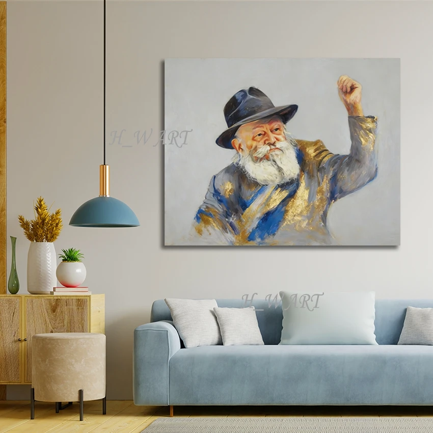 

Frameless, Figure Abstract Oil Paintings, Gold Foil Textured Design, Large Size, Modern Room Decoration, Jewish Art Picture
