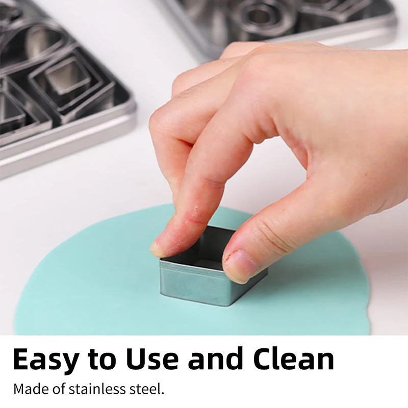 Afbeelding 5: LMETJMA 30 Stuks Mini Cookie Cutter Set met Doos Rvs Biscuit Cutters Vormen Sets Gebak Deeg Pie Fondant Cutter JT347