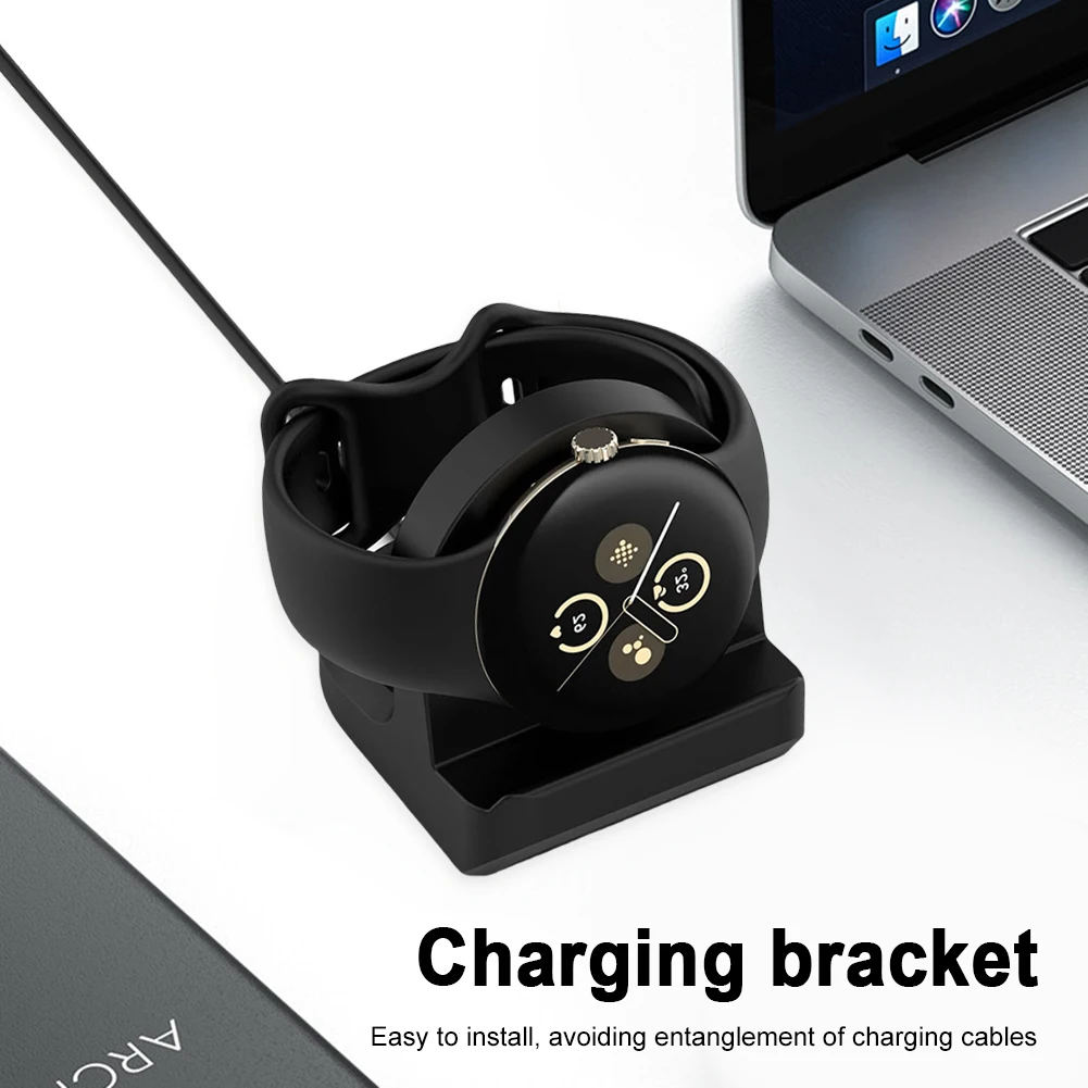 Desktop Dock Charger Adapter Stand Holder Silicone Non-Slip Charger Stand for Google Pixel Watch 3 41mm 45mm for Fitbit Ace LTE