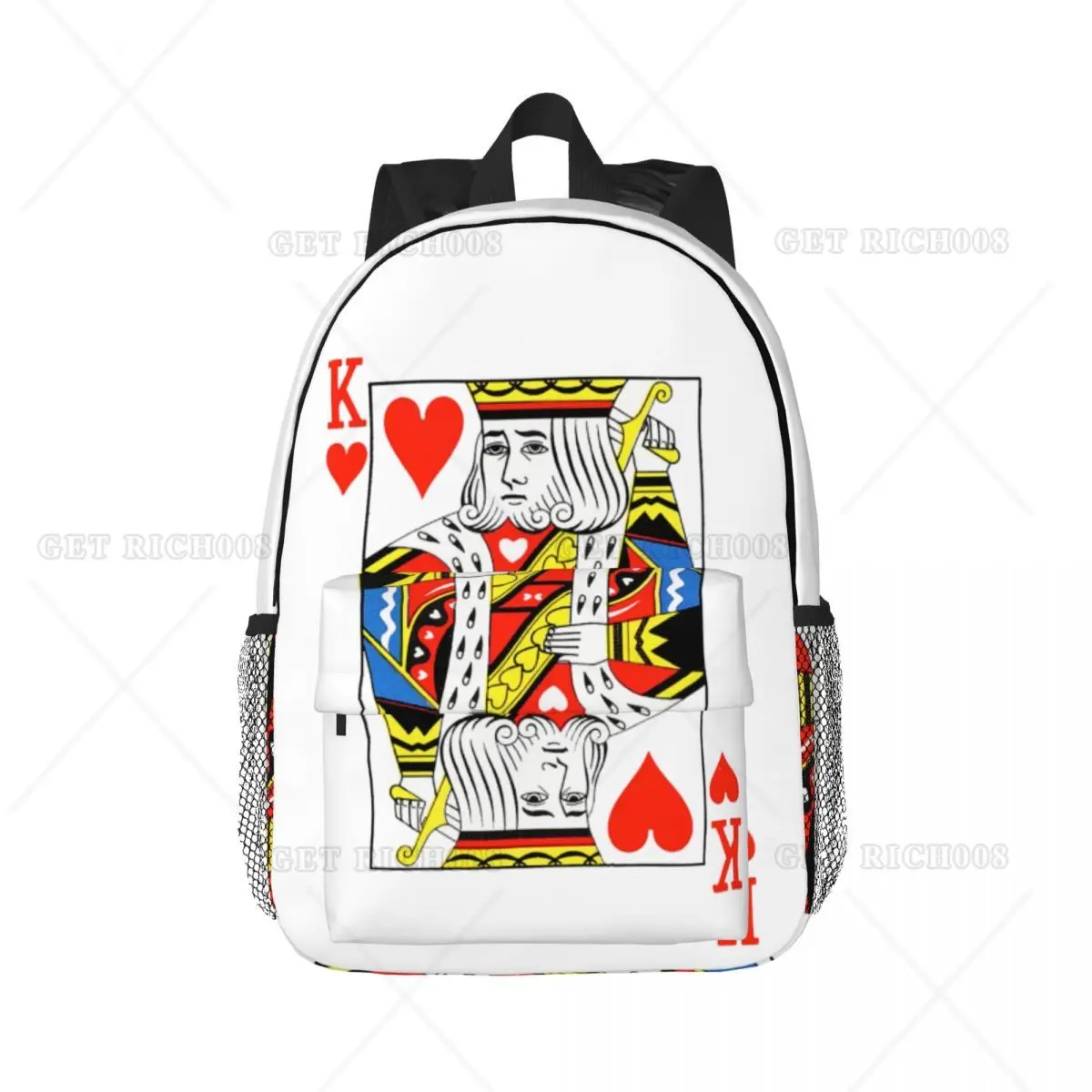 

Poker Card King Red Heart Unisex Backpack Bag with Adjustable Straps for Travel School Laptop Bags
