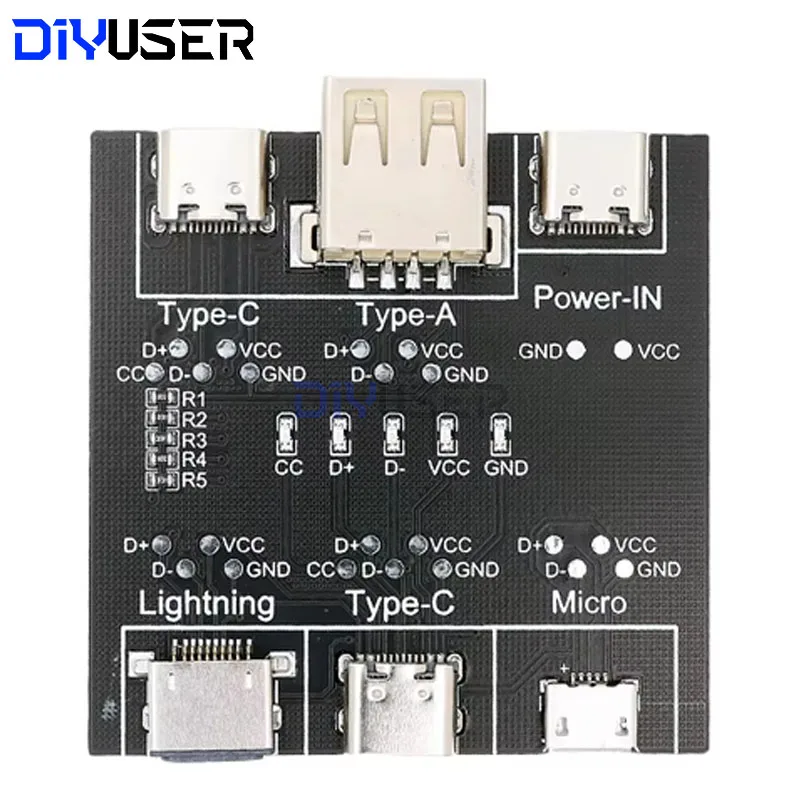 DIYUSER papan deteksi kabel Data DT3, alat diagnosis beralih hidup mati sirkuit pendek penguji kabel USB mikro tipe-c untuk iOS