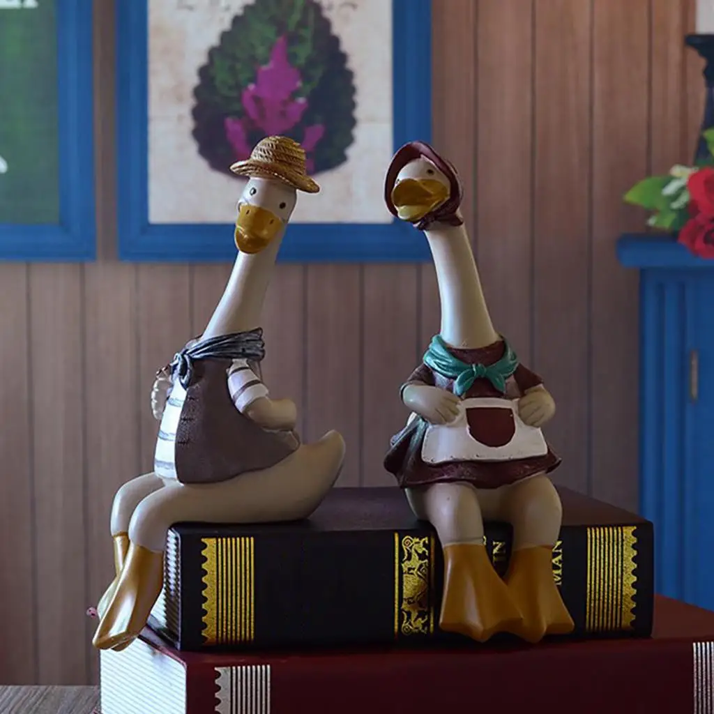 1pair Duck Statue Decor for Office Coffee Shop Garden Balcony Ornaments