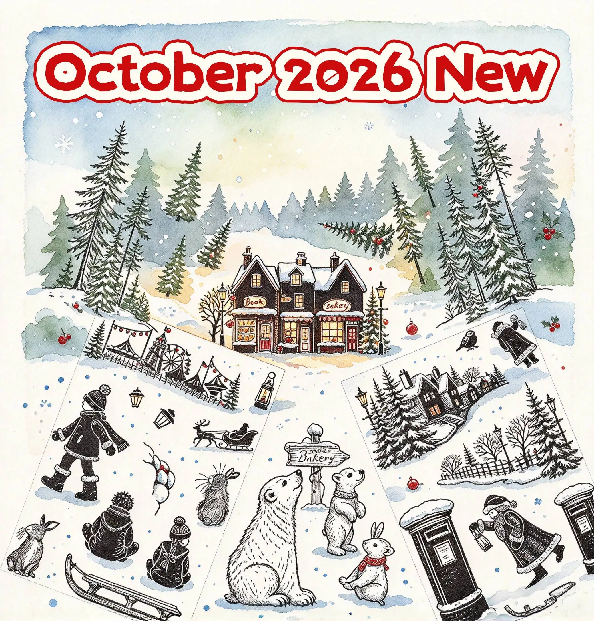 October 2026 New Christmas Trees Collection Winter Clear Stamps Stencil For DIY Decorating Scrapbook Paper Card Embossing Craft