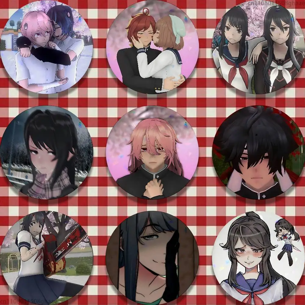 

Yandere Simulator 58mm Badge Brooches on Backpack Clothes Handmade Round Enamel Pins for Jewelry