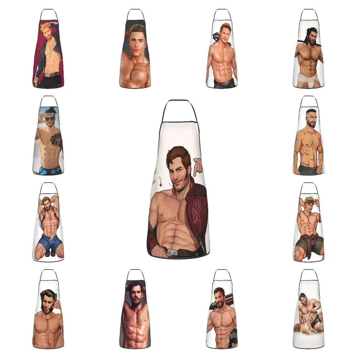 Sexy Hunk Bear Muscled Man Kitchen Chef Cooking Baking Apron Men Women Tempting Pride Gay Art Tablier Cuisine for Painting