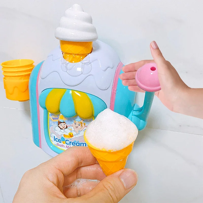 Ice Cream Bath ของเล่นเด็กโฟมเครื่องเล่นน้ํา Ice Cream Maker โฟมเล่นเครื่องดูดที่มีประสิทธิภาพ