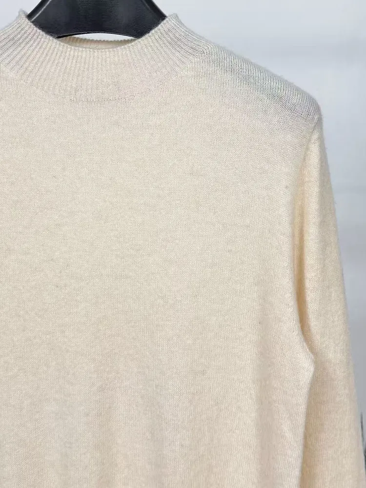 Slim Fit Pure Color Thin Wool Blend Gestrickte runde Ne Base irt Damen Top Herbst Saison Simple Sle Long Sve Regular...