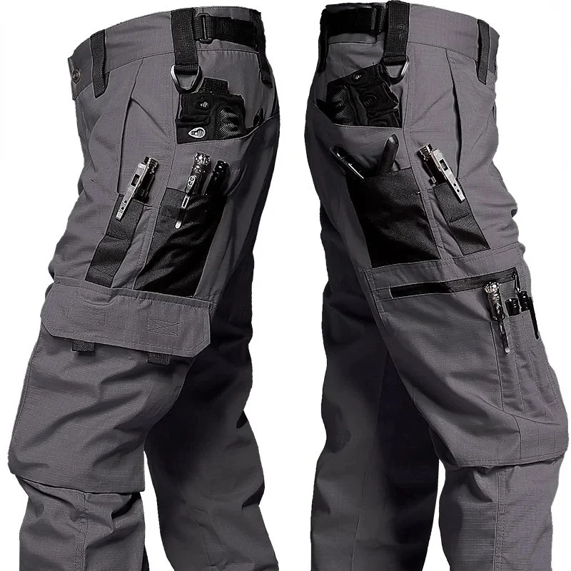 New Men's Tactical Work Pants Outdoor Waterproof Cargo Trousers Casual Multi-pocket Wear-Resistant Outdoor Training Trousers