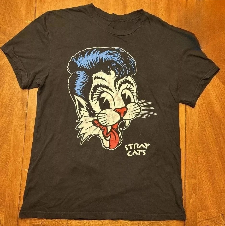 Neues Produkt!! Stray Cat Band 40th Anniversary Tour Concert Baumwoll-T-Shirt, Unisex, bedrucktes Muster, Street Fashion Outfit