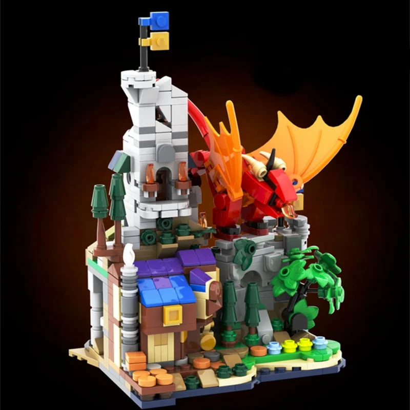 634 قطعة MOC الزنزانات الصغيرة التنين الأحمر نموذج اللبنات هدية الكريسماس العمارة فكرة الطوب الاطفال لعبة عيد ميلاد #3