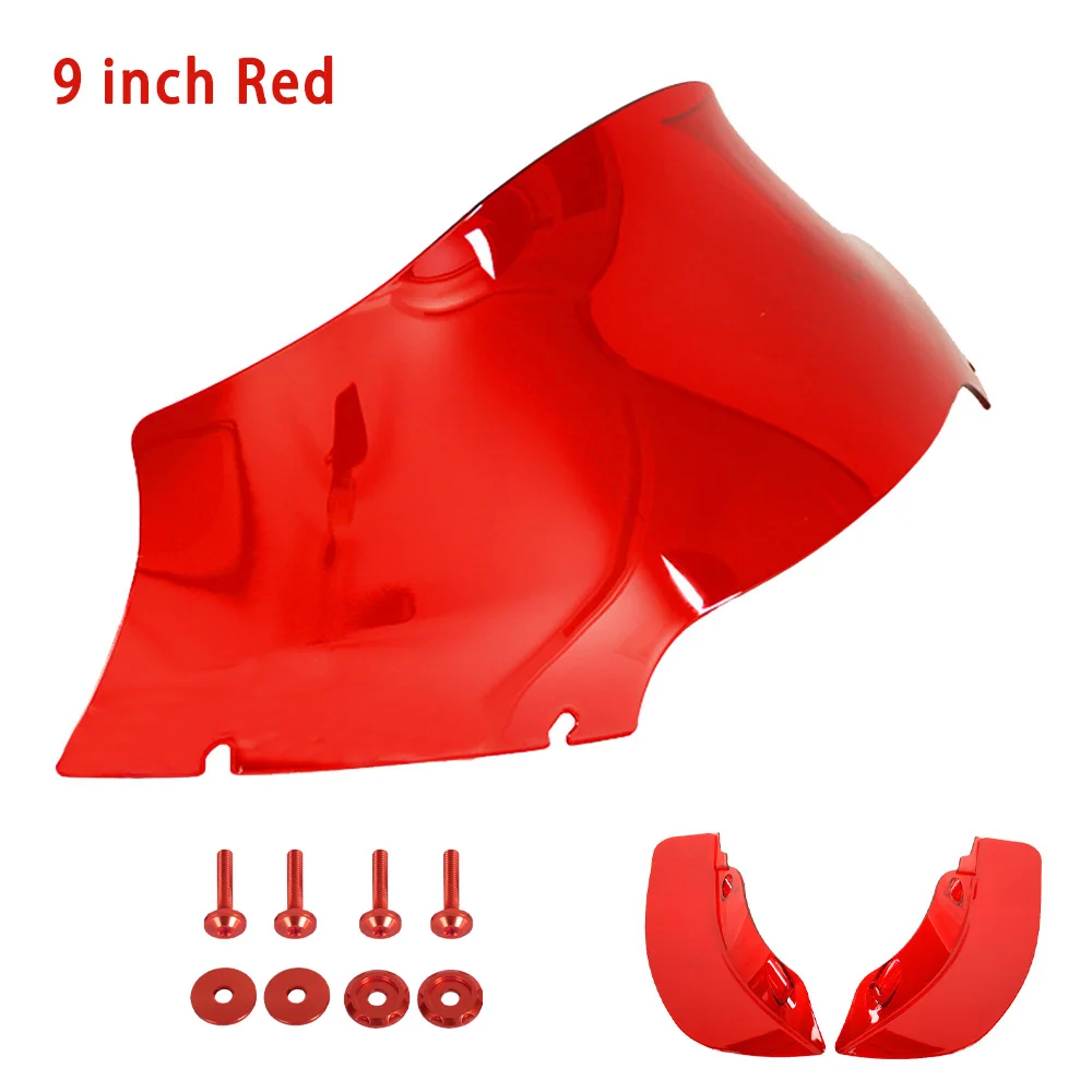 

Motorcycle 9 inch Orange Red Windshield Windscreen&Screws&Wide Wing Air Deflectors For Harley Road Glide FLTRX 2015-2023