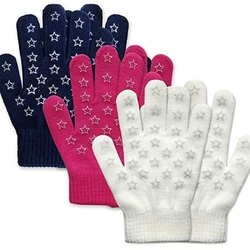 New Winter Star Knitted Warm Gloves For 5-11Y Children Student Solid Knitting Full Finger Mittens Cute Hand Warmer Gloves