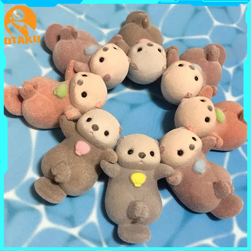 5cm Oryginalne Yell Akwarium Flokowane Wydry Figurki Wypchane Pluszowe Wydry Figurki Śliczne Pluszowe Statuetki Model Ozdoba Zabawki Prezenty Dla Dziewczynki