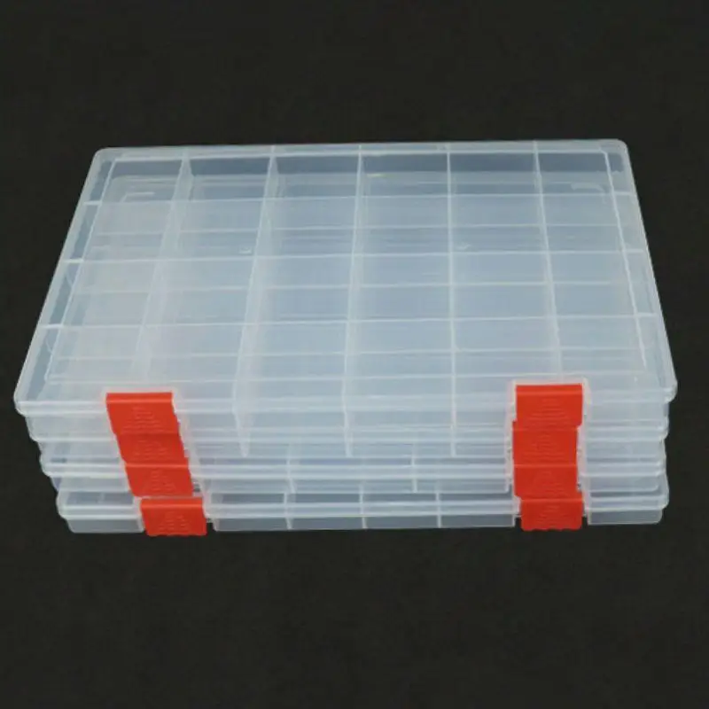 Transparent Compartment Plastic Storage Box Jewelry Earring Box Bead Container Storage Case Display Organizer 15/24/36/48 Grids