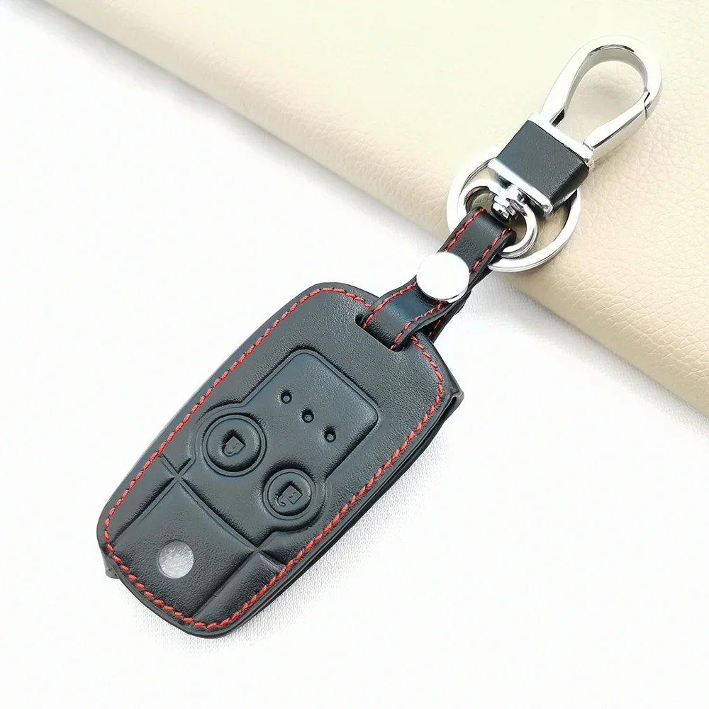 Wear Resistant Leather 2 Buttons Flip Key Case Cover For Honda CRV/City/Accord/Fit/Odyssey Car Styling